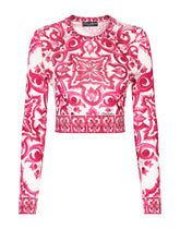 Cropped Majolica-print silk sweater -  | Dolce & Gabbana