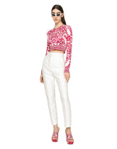 Cropped Majolica-print silk sweater -  | Dolce & Gabbana