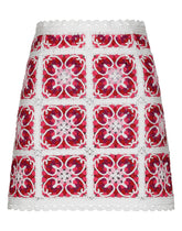 Brick-stitched crochet skirt with Majolica print -  | Dolce & Gabbana