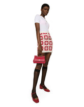 Brick-stitched crochet skirt with Majolica print -  | Dolce & Gabbana