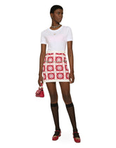 Brick-stitched crochet skirt with Majolica print -  | Dolce & Gabbana