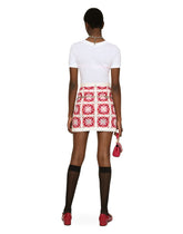 Brick-stitched crochet skirt with Majolica print -  | Dolce & Gabbana