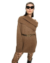 Oversize llama wool sweater with shawl neck -  | Dolce &amp; Gabbana