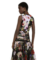 Silk tank top with rose garden print -  | Dolce & Gabbana