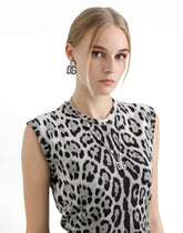 Silk tank top with leopard print -  | Dolce &amp; Gabbana