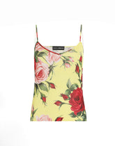 Silk knit tank top with bouquet print -  | Dolce &amp; Gabbana