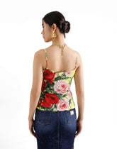 Silk knit tank top with bouquet print -  | Dolce &amp; Gabbana