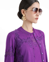 Wool cardigan with lace -  | Dolce &amp; Gabbana