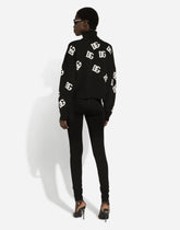 Cropped wool sweater with DG logo inlay -  | Dolce &amp; Gabbana