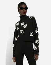 Cropped wool sweater with DG logo inlay -  | Dolce &amp; Gabbana