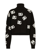 Wool turtle-neck sweater with DG logo inlay -  | Dolce &amp; Gabbana