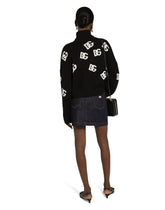 Wool turtle-neck sweater with DG logo inlay -  | Dolce &amp; Gabbana