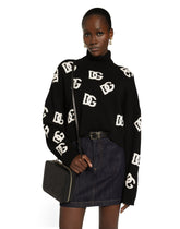Wool turtle-neck sweater with DG logo inlay -  | Dolce &amp; Gabbana