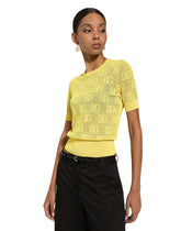 Lace-stitch viscose sweater with jacquard DG logo -  | Dolce &amp; Gabbana