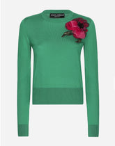 Silk sweater with flower appliqué -  | Dolce &amp; Gabbana