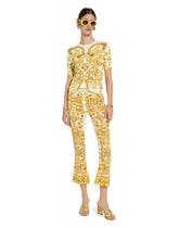 Short-sleeved majolica-print stretch viscose sweater -  | Dolce &amp; Gabbana