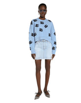 Wool round-neck sweater with DG logo inlay -  | Dolce &amp; Gabbana