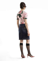 Shirt with silk collar and Rose print -  | Dolce &amp; Gabbana