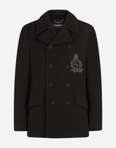 Jersey wool pea coat with patch embellishment -  | Dolce &amp; Gabbana