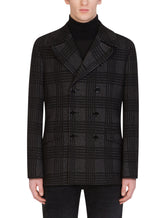 GLEN PLAID WOOL PEA COAT -  | Dolce &amp; Gabbana