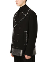 Double-breasted wool peacoat with pearl chain detailing -  | Dolce &amp; Gabbana