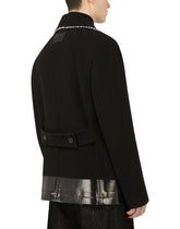 Double-breasted wool peacoat with pearl chain detailing -  | Dolce &amp; Gabbana