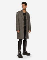 Single-breasted herringbone wool jersey coat -  | Dolce &amp; Gabbana