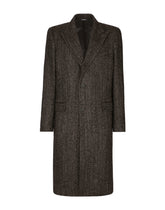 Single-breasted herringbone alpaca wool coat -  | Dolce &amp; Gabbana