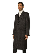 Single-breasted herringbone alpaca wool coat -  | Dolce &amp; Gabbana