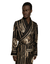 Coin print silk twill robe -  | Dolce & Gabbana