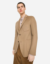 Deconstructed camel hair blazer with embroidery -  | Dolce & Gabbana