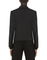 Wool Sicilia-fit jacket with contrasting pinstripe -  | Dolce &amp; Gabbana
