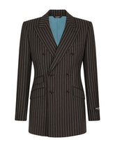 Double-breasted pinstripe wool Beat-fit jacket -  | Dolce & Gabbana