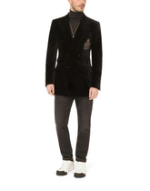 Double-breasted Beat-fit velvet jacket with patch embellishment -  | Dolce &amp; Gabbana