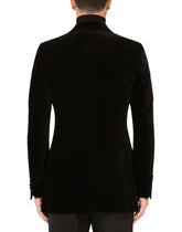 Double-breasted Beat-fit velvet jacket with patch embellishment -  | Dolce &amp; Gabbana