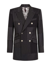 Double-breasted stretch wool patchwork Beat jacket -  | Dolce & Gabbana