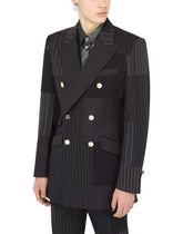 Double-breasted stretch wool patchwork Beat jacket -  | Dolce & Gabbana