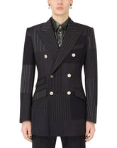 Double-breasted stretch wool patchwork Beat jacket -  | Dolce & Gabbana