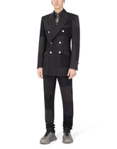 Double-breasted stretch wool patchwork Beat jacket -  | Dolce & Gabbana