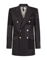 Double-breasted stretch wool patchwork Beat jacket -  | Dolce & Gabbana