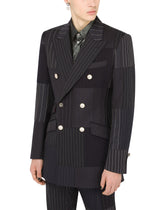 Double-breasted stretch wool patchwork Beat jacket -  | Dolce & Gabbana