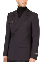 Double-breasted micro-patterned wool Sicilia-fit jacket -  | Dolce & Gabbana