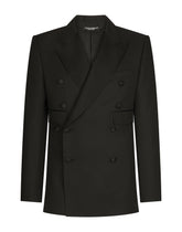 Double-breasted micro-patterned Sicilia-fit tuxedo jacket -  | Dolce &amp; Gabbana