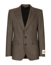 Single-breasted pinstripe stretch flannel jacket -  | Dolce & Gabbana