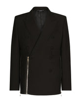 Double-breasted Sicilia-fit wool jacket with zipped details -  | Dolce & Gabbana