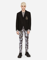 Stretch jersey jacket with heraldic patch -  | Dolce &amp; Gabbana