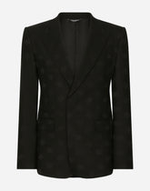 Single-breasted wool Sicilia-fit jacket with jacquard DG detailing -  | Dolce &amp; Gabbana