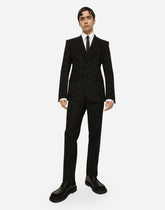 Single-breasted wool Sicilia-fit jacket with jacquard DG detailing -  | Dolce &amp; Gabbana