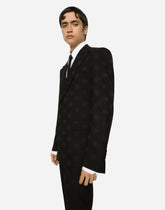 Single-breasted wool Sicilia-fit jacket with jacquard DG detailing -  | Dolce &amp; Gabbana