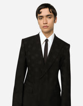 Single-breasted wool Sicilia-fit jacket with jacquard DG detailing -  | Dolce &amp; Gabbana